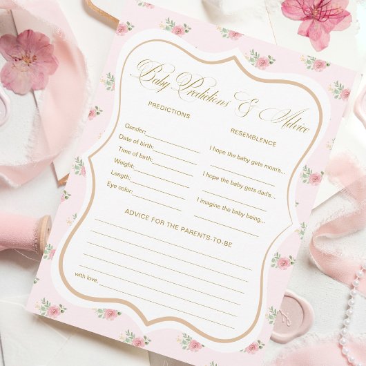 Tea Party Baby Shower Vorhersagen Spielkarten Einladung