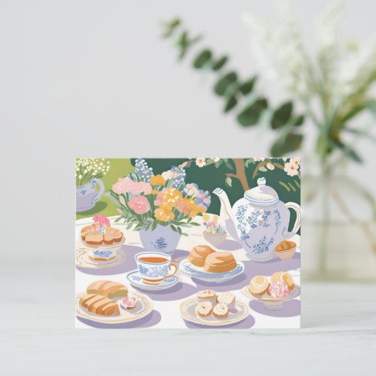 Tea-Party | Beautiful Garden Party Floral Postkarte (Stehend Vorderseite)