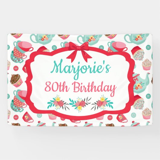 Tea Party Birthday Banner (Horizontal)