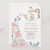 Tea Party Birthday Einladung (Vorne/Hinten)