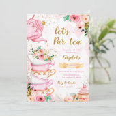 Tea Party Birthday Einladung (Stehend Vorderseite)