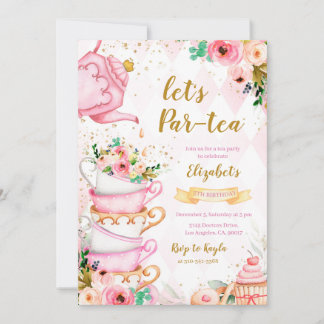 Tea Party Birthday Einladung