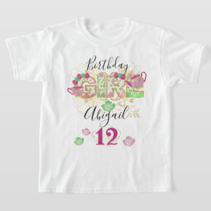 Tea Party Birthday Girl Gewohnheitsalter T-Shirt