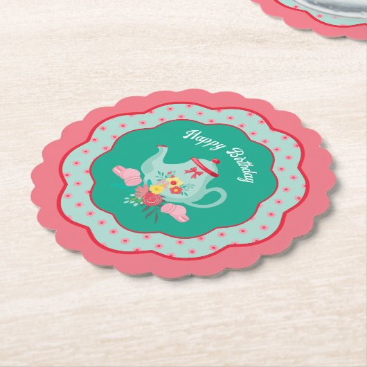 Tea Party Birthday Untersetzer (angewinkelt)