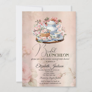 Tea Party Blume Vintag Bridal Luncheon Einladung