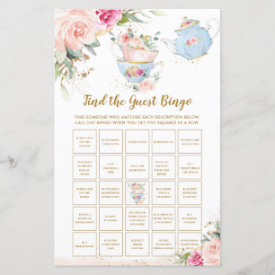 Tea Party Blumendusche Finden Sie das Bingo Game