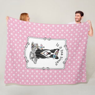 Tea Party Boston Terrier Dog (schwarz) Niedlich Fleecedecke