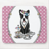Tea Party Boston Terrier Dog (schwarz) Niedlich Mousepad (Vorne)