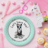 Tea Party Boston Terrier Dog (schwarz) Niedlich Pappteller (Party)