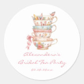 Tea Party Brautparty Bevorzugung Runder Aufkleber (Vorderseite)