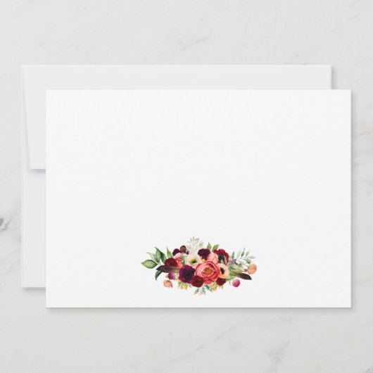 Tea Party Brautparty Burgundy Boho Danke (Rückseite)