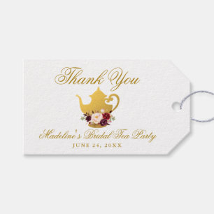Tea Party Brautparty Burgundy Floral Vielen Dank Geschenkanhänger