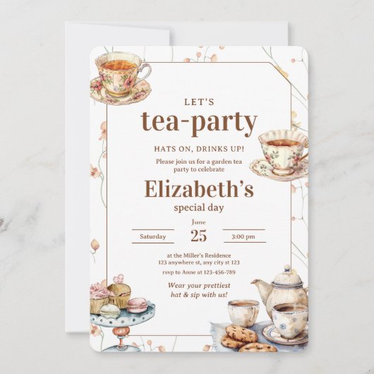 Tea Party Brautparty Elegante Gartenanlage New Orl Einladung (Vorderseite)
