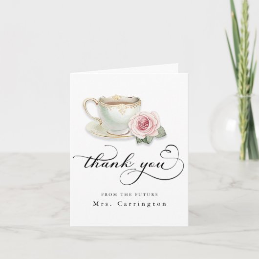 Tea Party Brautparty - Future Mrs. Dankeskarte (Vorderseite)