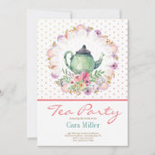 Tea Party Bridal Babydusche Einladung (Vorderseite)
