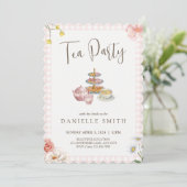 Tea Party Bridal Dusche Einladung (Stehend Vorderseite)