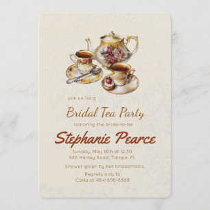 Tea Party Bridal Geburtstag Vintages Tea Set Einladung
