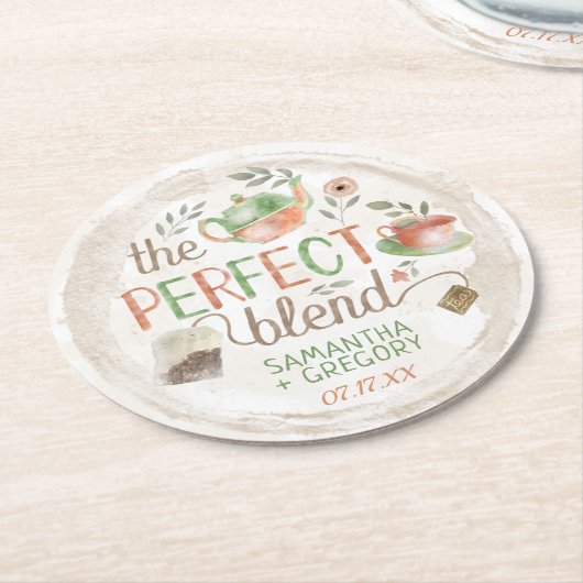 Tea Party Bridal Polterabend Die perfekte Mischung Runder Pappuntersetzer (Angewinkelt)