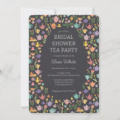 Tea Party Bridal Shower Cute CUSTOM QR Code Einladung (Vorderseite)