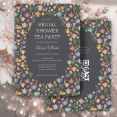 Tea Party Bridal Shower Cute CUSTOM QR Code Einladung
