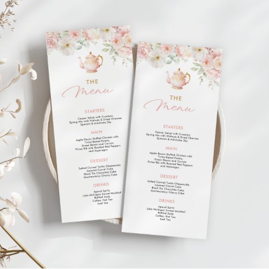 Tea Party Bridal Shower Food Menu Menükarte