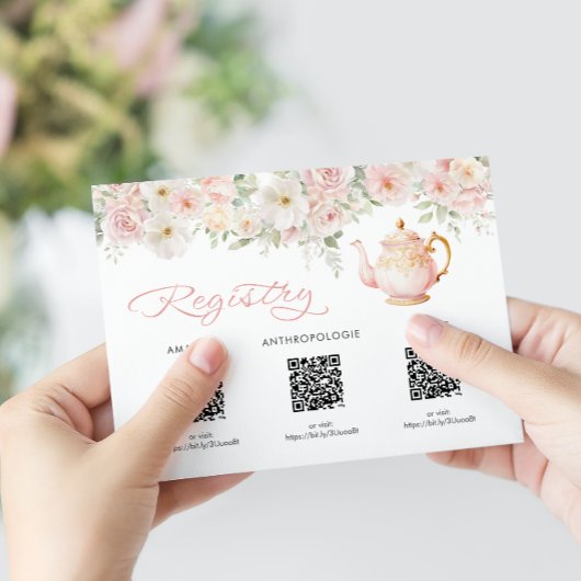 Tea Party Bridal Shower Registry Card Enclosure Begleitkarte