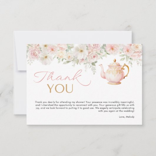 Tea Party Bridal Shower Thank You Card Dankeskarte (Vorderseite)