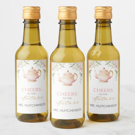 Tea Party Bridal Shower Weinetikett (Flaschen)