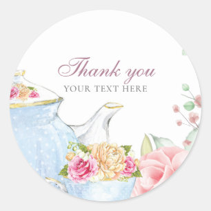 Tea Party Danke Runder Aufkleber