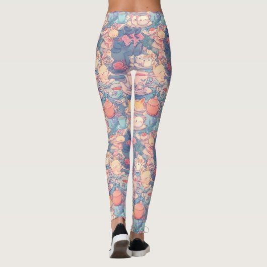 Tea Party Doodle Collage Leggings (Rückseite)