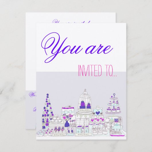 Tea-Party Einladung (Vorne/Hinten)