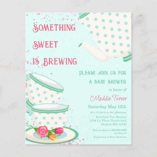 Tea-Party | Einladung der Babydusche (Vorderseite)
