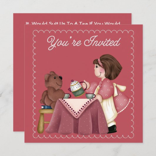 Tea Party Einladung zum Geburtstag (Vorne/Hinten)