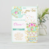 Tea Party Einladung zum Geburtstag (Stehend Vorderseite)