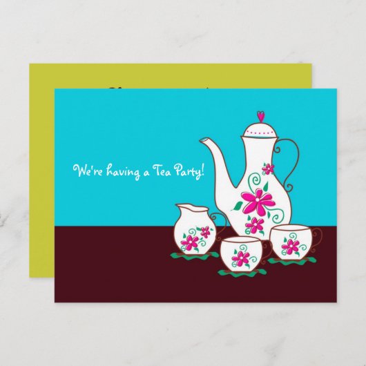Tea-Party Einladungen (Vorne/Hinten)