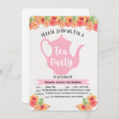 Tea Party Einladungen für Mädchen (Vorne/Hinten)