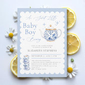 Tea Party Elegant Moderne Sweet Baby Boy Dusche Einladung