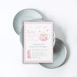 Tea Party Elegante Moderne Sweet Baby Girl Dusche Einladung