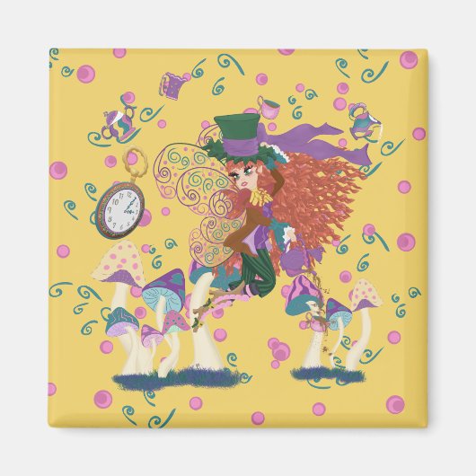 Tea Party Fairy, Vintag Watch und Pilze Magnet (Vorne)