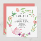 Tea-Party | Floral Geburtstag | Jedes Alter Einladung (Vorne/Hinten)
