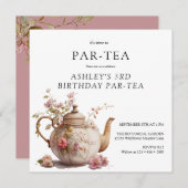 Tea-Party | Floral Geburtstag | Jedes Alter Einladung (Vorne/Hinten)