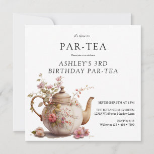 Tea-Party Floral Geburtstag Jedes Alter Einladung