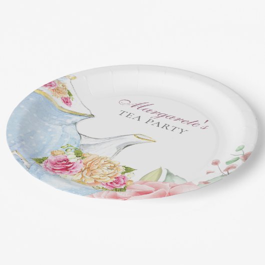 Tea Party Florenz Elegant Personalisiert Pappteller (Schrägansicht)