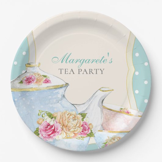 Tea Party Florenz Elegant Personalisiert Pappteller (Vorderseite)