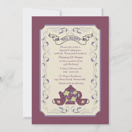 Tea Party Frame Einladung (Vorderseite)