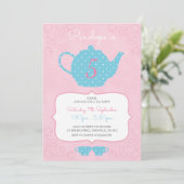 Tea Party Geburtstagsfeier Einladung (Stehend Vorderseite)