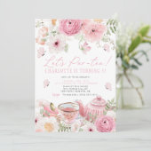 Tea Party Geburtstagsfeier Einladung Par-tea Gebur (Stehend Vorderseite)