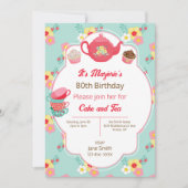 Tea Party Geburtstagsparty Einladung (Vorderseite)