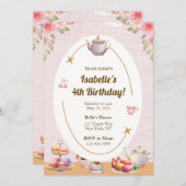 Tea Party Geburtstagsparty Einladung (Vorne/Hinten)