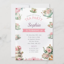 Tea Party Geburtstagsparty Einladung Nachmittagste